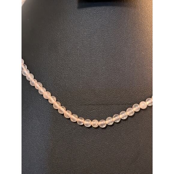 Clear Glass Bead Strung on Pink Thread 925 Sterling Silver Choker 17" Necklace - Picture 3 of 4
